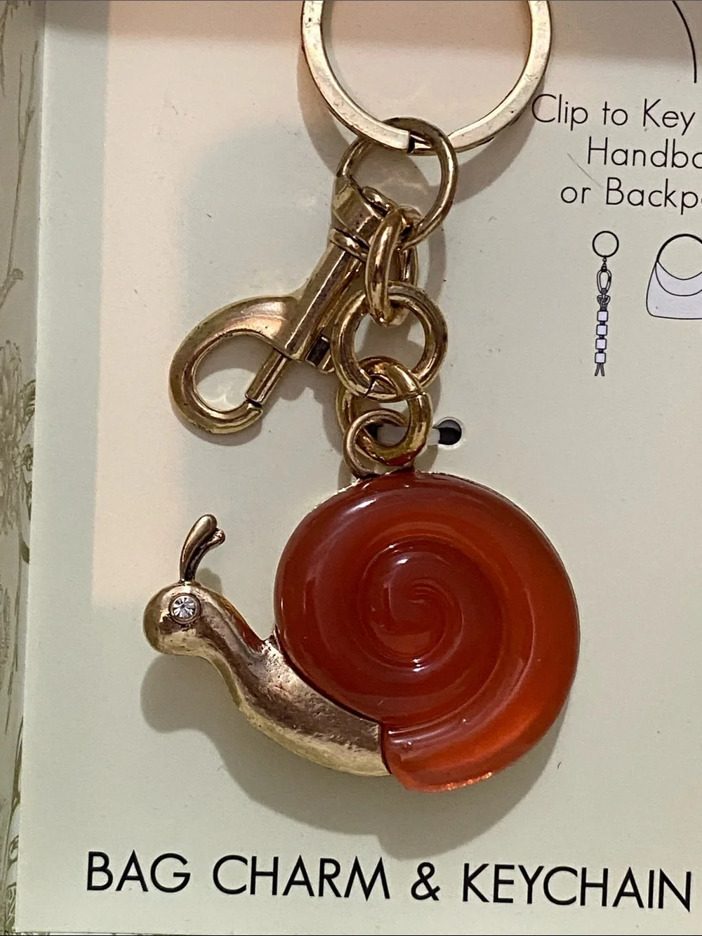 nOir - Gold & Orange Snail Bag Charm